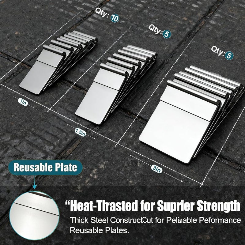 VCTGAM ® 0805 Tac-N-Pull Pull Plate Kit - Professional Auto Body Repair Kit with 20pcs Heat-Treated Steel Plates (1", 1.5", 3") for Automotive Damage Repair - Image 2